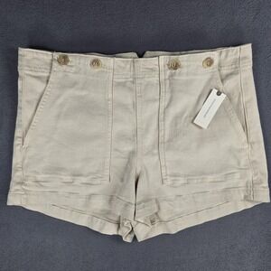Anthropologie Pilcro Shorts Womens 32 Ivory‎ Hemp Blend Patch Pockets Side Zip